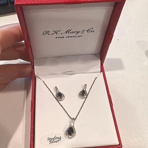 R.H Macy & Co. 2-Pc.Set Sapphire(1 ct.t.w.)&Diamond(1/20 ct.)in Sterling Silver